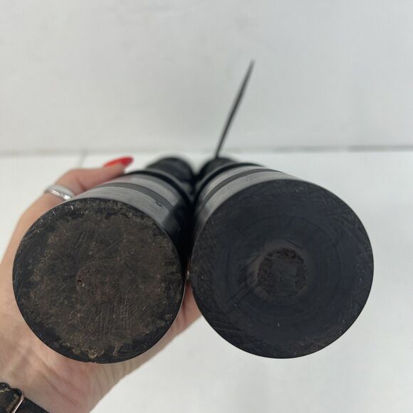 Pair of Vintage African Hand Carved Iron Wood Figural Sculptures Candle Sticks - Picture 13 of 15